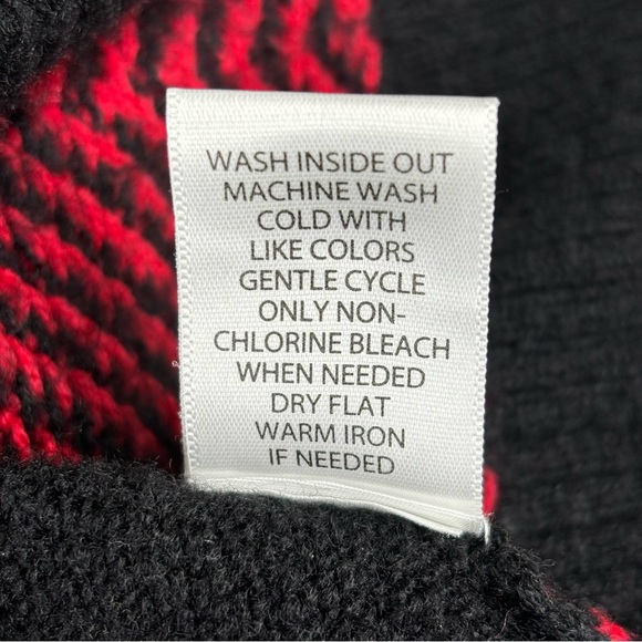 Candies Cowl Neck Sweater Tunic Long Sleeve Dress Black Red Zig Zag Pattern - Picture 6 of 7